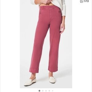 SPANX Twill Stretch Wide Leg Cropped Pants Wild Rose Size M